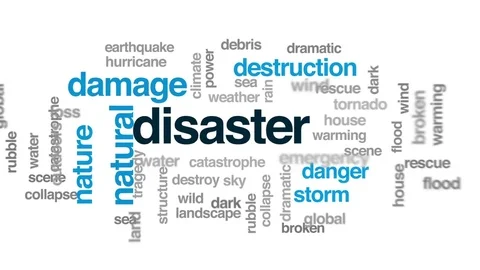 Disaster animated word cloud, text desig... | Stock Video | Pond5