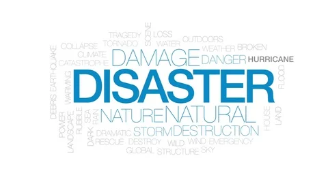 Disaster animated word cloud, text design animation. Kinetic typography. Stock Footage 75807413