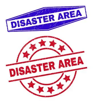 DISASTER AREA Corroded Watermarks in Circle and Hexagon Forms Illustrazione stock