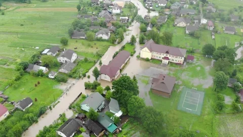 Disaster. Cataclysm. Catastrophe.Fast flowing raging river.After strong rain Stock Footage 133452681