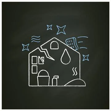 Disaster cleaning chalk icon Stock Illustration