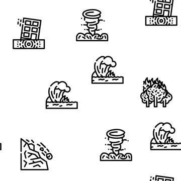 Disaster Destruction Vector Seamless Pattern 스톡 일러스트