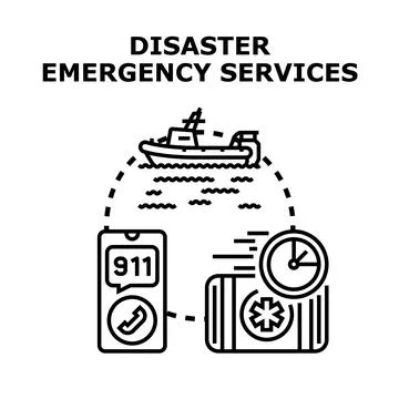 Disaster emergency services providing rescue assistance and medical help Ilustração Stock