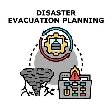 Disaster evacuation planning cycle for emergency response Stock Illustration