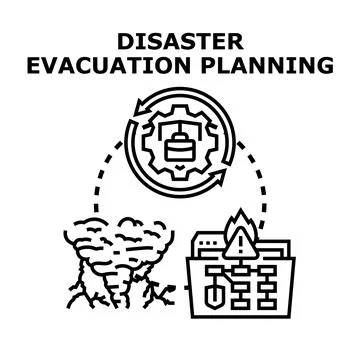 Disaster evacuation planning cycle for emergency response Stockillustratie