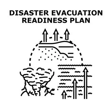 Disaster evacuation readiness plan icon concept Stock Illustration
