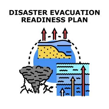Disaster evacuation readiness plan icon concept Stock Illustration