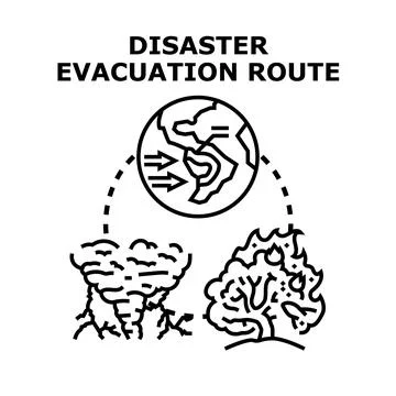 Disaster evacuation route planning globe Stock Illustration