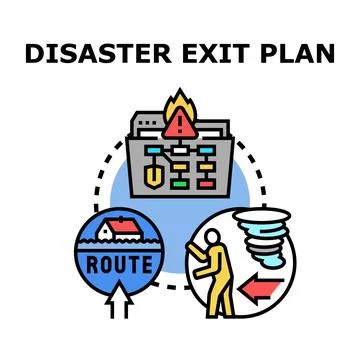 Disaster exit plan vector concept illustrating emergency preparation Illustrazione stock