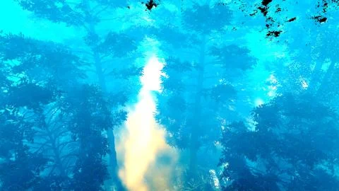 Disaster with fire in the forest 3d rendering Stock Illustration