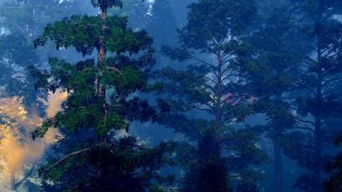 Disaster with fire in the forest 3d rendering Stock Illustration