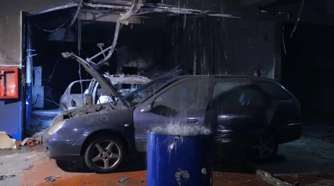 Disaster in the garage, the consequences of a fire 動画素材 41826591