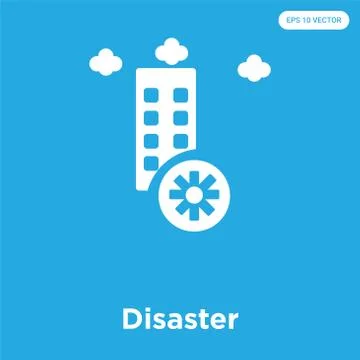 Disaster icon isolated on blue background Free Stock Illustration
