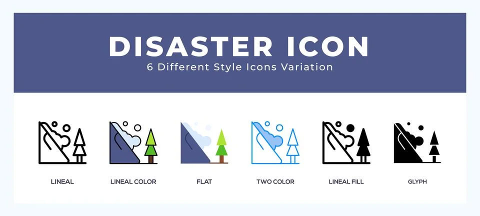 Disaster icon set. Design elements for logo Stock Illustration