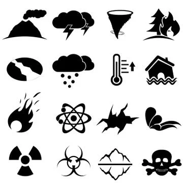 Disaster icon set Stock Illustration