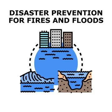 Disaster prevention planning for fires and floods management Illustrazione stock