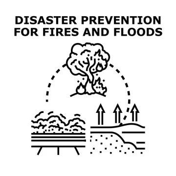 Disaster prevention protecting against fires and floods Illustrazione stock