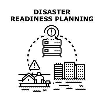 Disaster readiness planning concept protecting data and community Stock Illustration