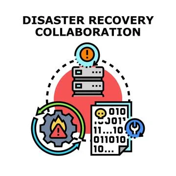 Disaster recovery collaboration creating data backup strategy Stock Illustration