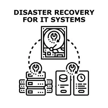 Disaster recovery for it systems fixing data problems Stock Illustration