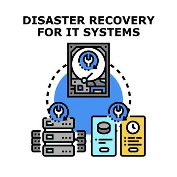 Disaster recovery for it systems fixing data problems Stock Illustration