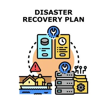 Disaster recovery plan implementing business continuity strategy Stock Illustration