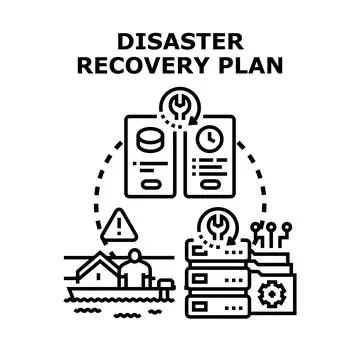 Disaster recovery plan implementing business continuity strategy Stock Illustration