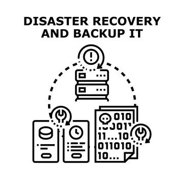 Disaster recovery planning and data backup services Stockillustratie