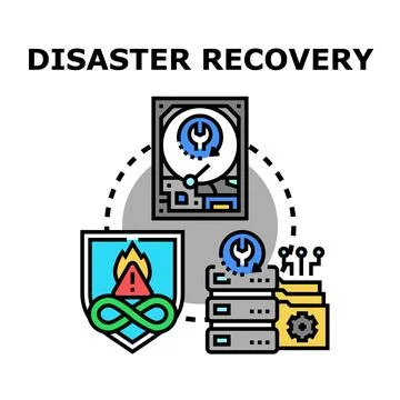 Disaster recovery planning backup data protection concept イラスト素材