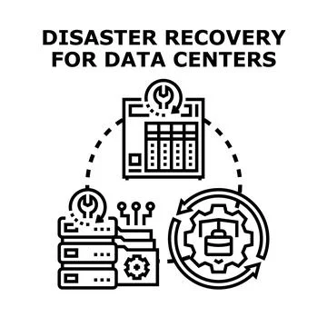 Disaster recovery planning for data centers infrastructure system Stock Illustration