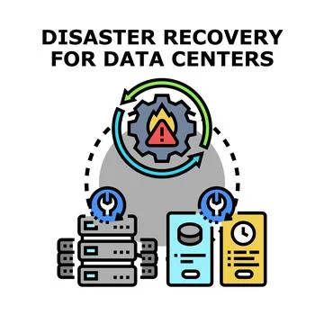 Disaster recovery planning for data centers concept Stock Illustration