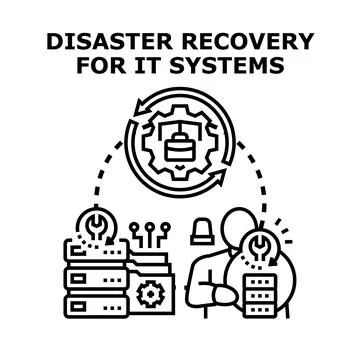Disaster recovery planning for it systems concept Illustrazione stock