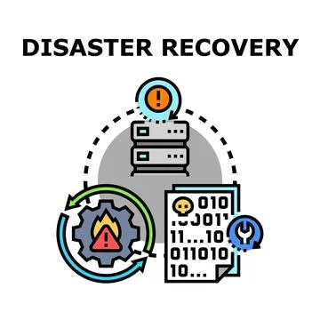 Disaster recovery planning restoring data system operation Stock Illustration