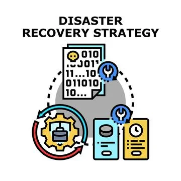 Disaster recovery strategy managing data protection process Stock Illustration
