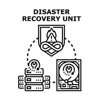 Disaster recovery unit concept protecting digital data Illustrazione stock