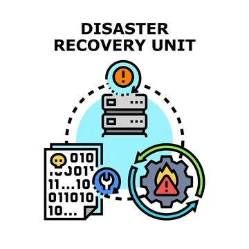 Disaster recovery unit restoring lost data after system failure Stock Illustration
