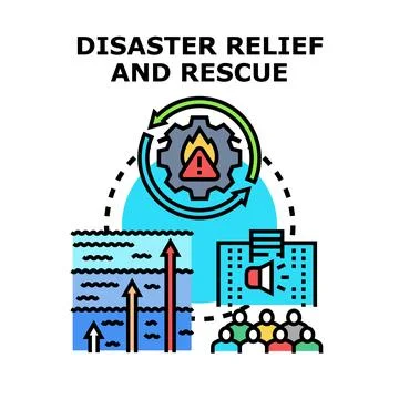 Disaster relief and rescue operation preparing for emergency Stockillustratie