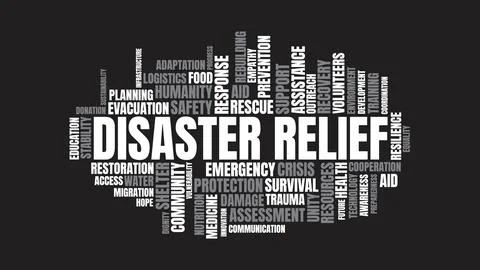 Disaster Relief Word Cloud Typography Design Stock Illustration