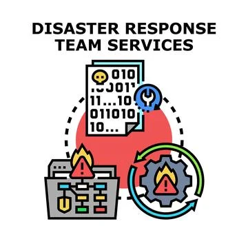 Disaster response team services managing critical data recovery Stock Illustration