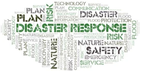 Disaster Response typography vector word cloud. 스톡 일러스트