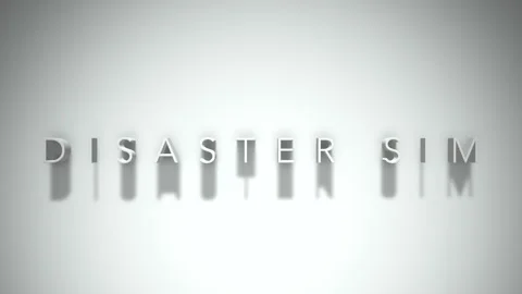 Disaster sim 3D title animation white text on a white background Stock Footage 299749187