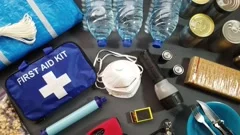 Disaster Survival items First Aid Kit. H, Stock Video