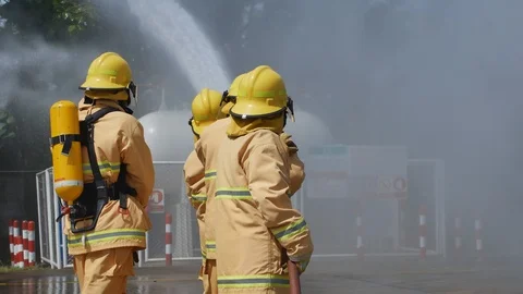 Disaster training exercise depicting gas station 스톡 동영상 94222636