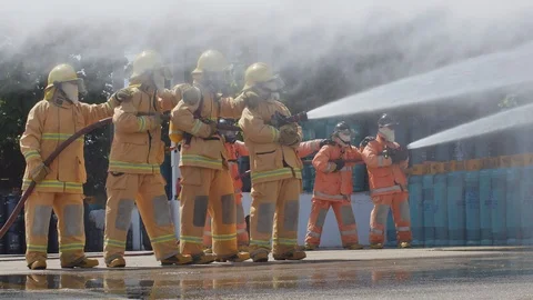 Disaster training exercise depicting gas station Video stock 94222807