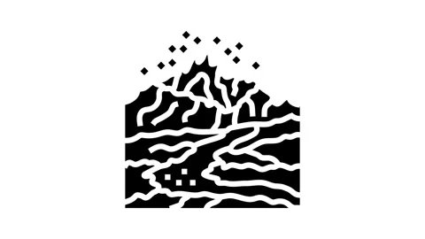 Disaster volcano eruption glyph icon animation Stock Footage 326157406