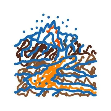 Disaster volcano eruption icon doodle illustration Stock Illustration