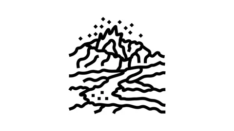 Disaster volcano eruption line icon animation Stock Footage 326135528