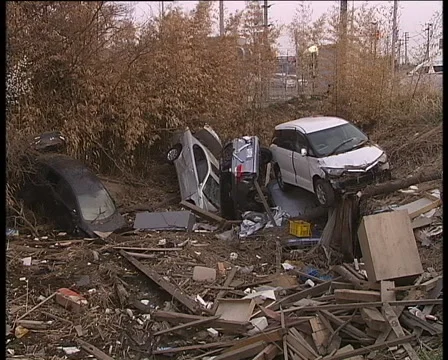 Disaster zone after great Japan tsunami in March 2011. Sendai airport area 動画素材 68353053