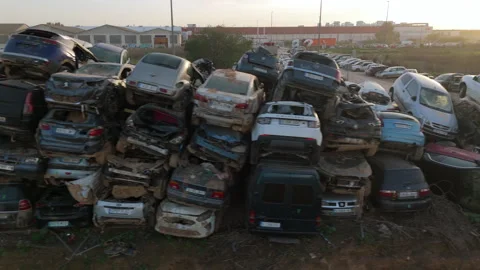 Disaster Zone The extensive car wreckage resulting from devastating Hurricane Stock Footage 305462933
