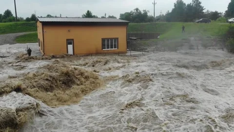 Disaster.Breakthrough of the dam.Dirty water. Stock Footage 133451046
